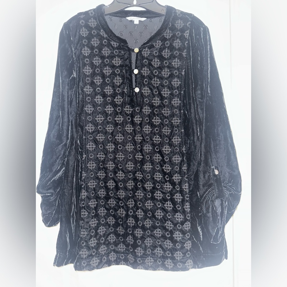John Mark Black Patterned Blouse - image 1